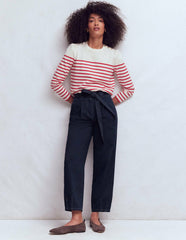 Belted Barrel Leg Pants-Navy / Boden Online
