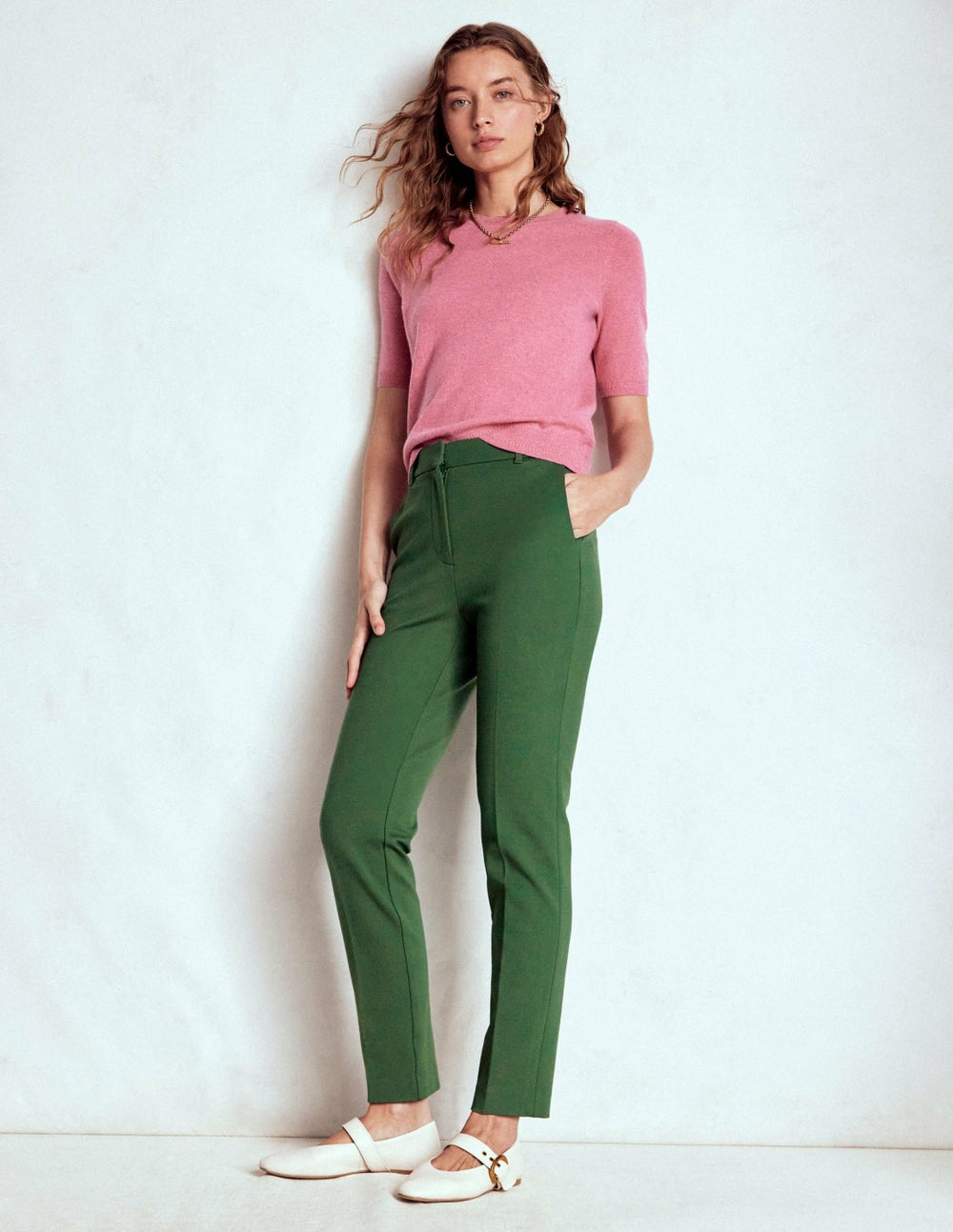 Highgate Ponte Pants-Hunter Green / Boden On sale