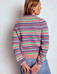 Edie Fair Isle Knitted Shirt-Pink Heritage Fair Isle / Boden Sale