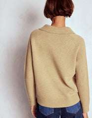 Marion Merino Henley Sweater-Camel Melange / Boden Sale