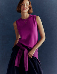 Emilia Cotton Crew Neck Vest-Regal Purple / Boden Online