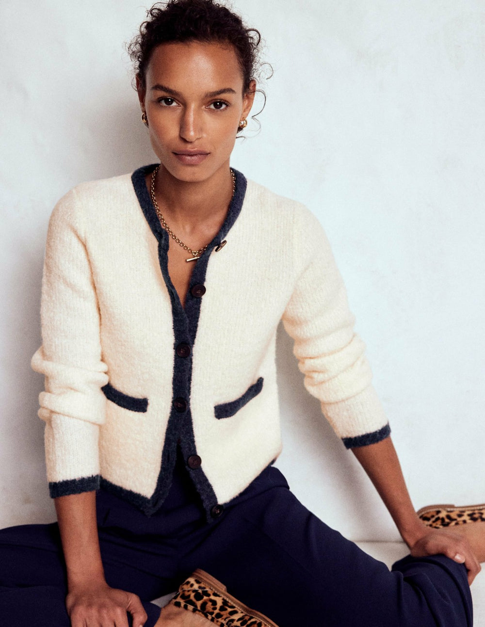 Holly Boucle Knitted Jacket-Warm Ivory, Boucle / Boden Outlet