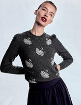 Elizabeth Embellished Sweater-Charcoal Melange Swans / Boden us