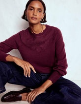 Fluffy Embroidered Sweater-Deep Wisteria / Boden