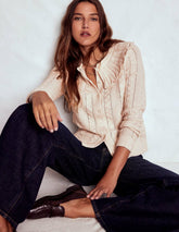 Scallop Collar Cardigan-Warm Ivory Melange / Boden On sale
