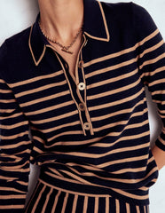 Liz Henley Jumper-Navy / Camel / Boden Online