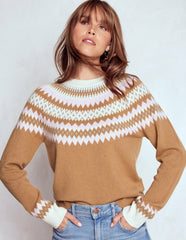 Edie Fair Isle Sweater-Camel Melange Fair Isle / Boden Outlet