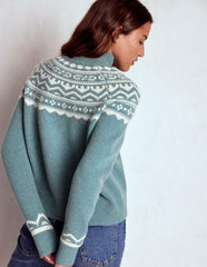 Marion Merino Rib Neck Sweater-Cloud Blue, Fair Isle / Boden Discount
