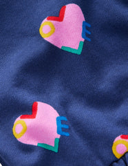 Drop Shoulder Sweat Dress-Starboard Blue Love Hearts / Boden Sale