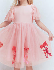 Short Sleeve Logo Tulle Dress-French Pink Ballet Shoes / Boden Discount