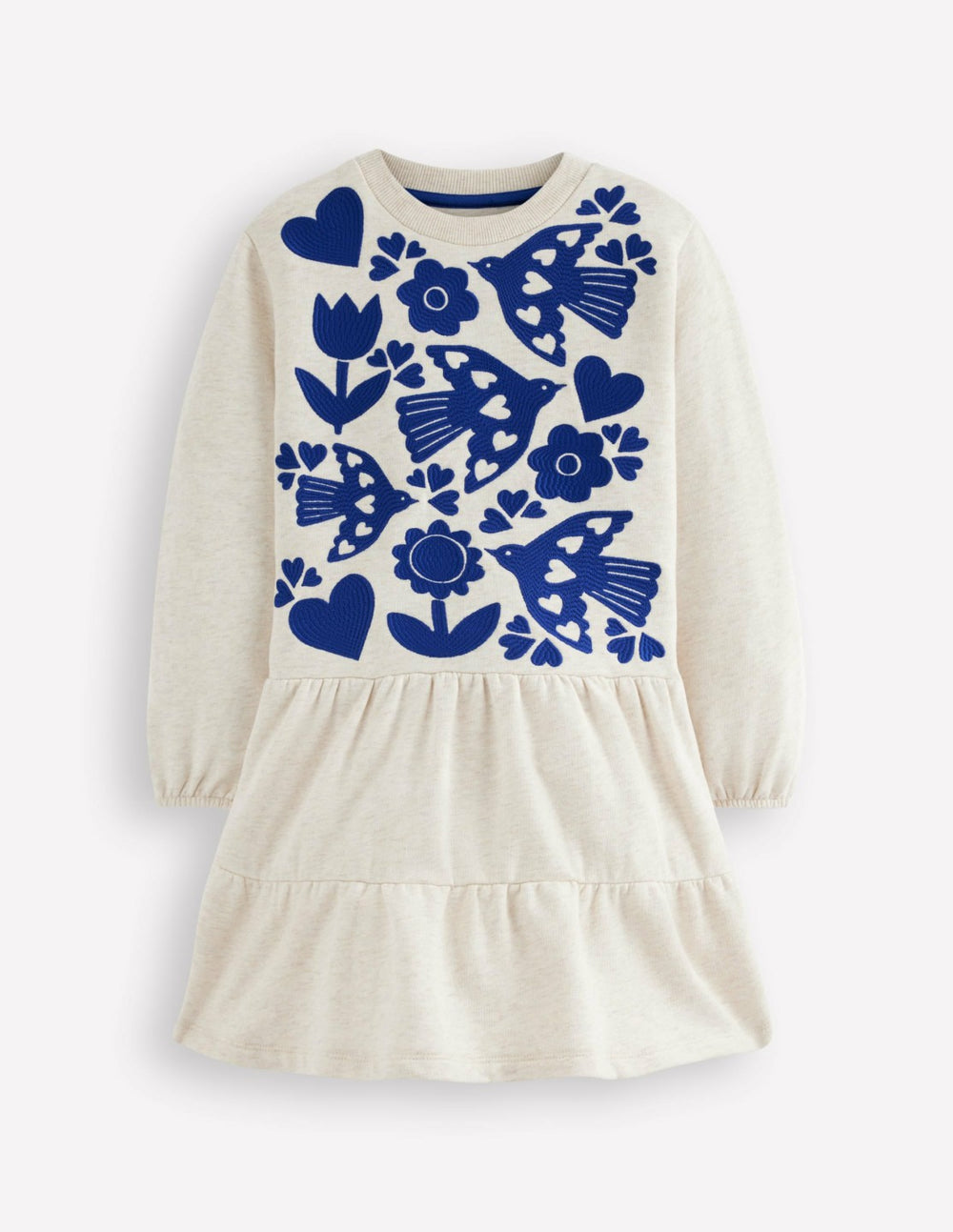 Drop Waist Sweatshirt Dress-Oatmeal Marl Appliqué / Boden us