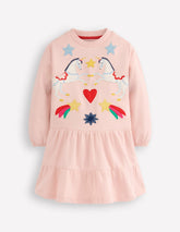 Drop Waist Sweatshirt Dress-Chalk Pink Appliqué / Boden Sale