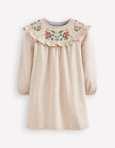 Embroidered Sweatshirt Dress-Oatmeal Marl / Boden Discount