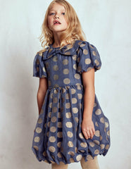 Bubble Hem Party Dress-College Navy Gold Spot / Boden us