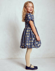 Bubble Hem Party Dress-College Navy Gold Spot / Boden us