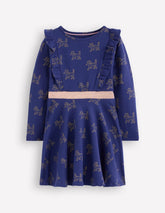 Cora Twirly Jersey Dress-Navy Foil Poodles / Boden Online