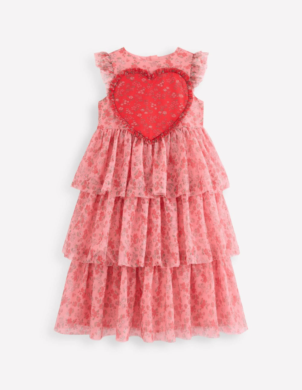 Heart Tulle Dress-Salmon Pink Meadow Floral / Boden Discount
