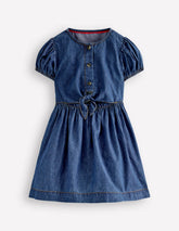Tie Front Woven Dress-Denim / Boden