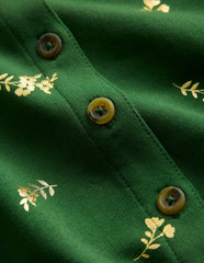Cosy Jersey Shirt Dress-Green Foil Floral / Boden Discount