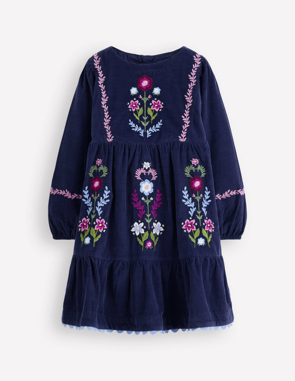 Clover Blouson Cord Dress-College Navy / Boden us