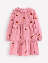 Minna Collared Woven Dress-Pink Owl Embroidery / Boden Sale