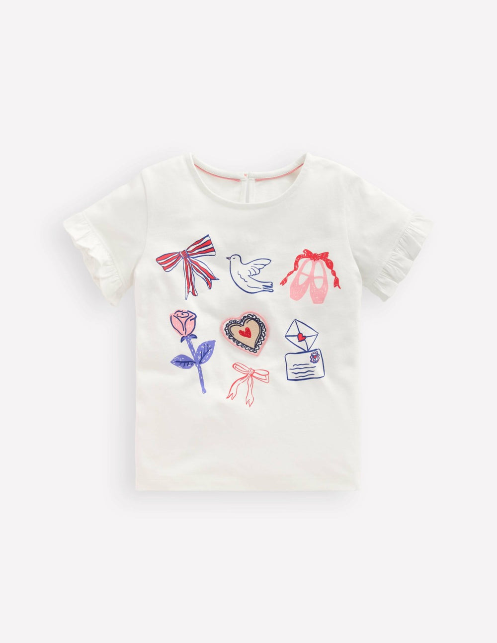 Pretty Frill T-shirt-White Valentines / Boden Discount