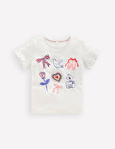 Pretty Frill T-shirt-White Valentines / Boden Discount