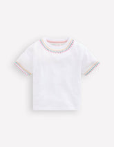 Relaxed Embroidered T-shirt-White / Boden Sale