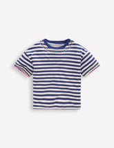 Relaxed Embroidered T-shirt-Navy Stripe / Boden Outlet