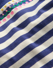 Relaxed Embroidered T-shirt-Navy Stripe / Boden Outlet