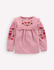 Pretty Embroidered Top-Vintage Pink Embroidery / Boden us