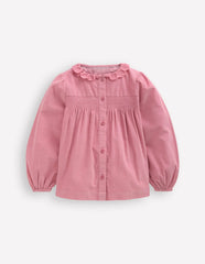 Scalloped Collar Smocked Shirt-Pink Cord / Boden Online