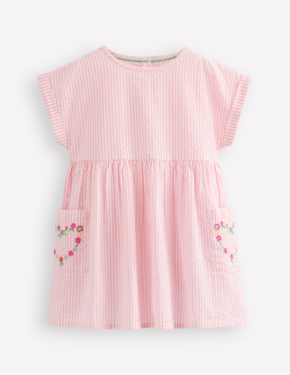 Short-sleeved woven tunic-Ticking Pink Embroidery / Boden Discount