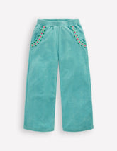 Straight Towelling Pants-Blue Embroidery / Boden Outlet