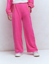 Straight Towelling Pants-Pink Embroidered / Boden Discount
