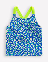 Cross-back Tankini Top-Aquamarine Leopard / Boden us