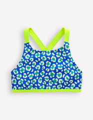 Cross-back Bikini Top-Aquamarine Leopard / Boden
