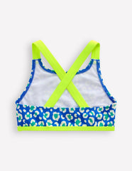 Cross-back Bikini Top-Aquamarine Leopard / Boden