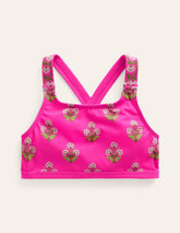 Cross Back Bikini Top-Pink Small Woodblock / Boden Sale