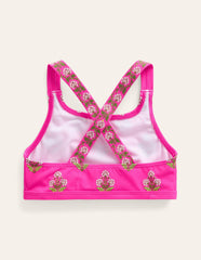Cross Back Bikini Top-Pink Small Woodblock / Boden Sale