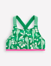 Cross-back Bikini Top-Rich Emerald Parrot Palm / Boden Online
