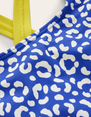 Cross Back Bikini Top-Blue Leopard / Boden Outlet