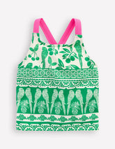 Cross-back Tankini Top-Rich Emerald Parrot Palm / Boden