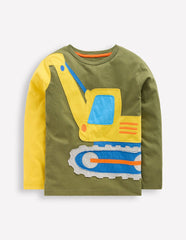 Fun Appliqué T-shirt-Lucky Green Digger / Boden