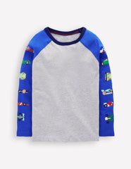 Printed Sleeve Raglan T-shirt-Racing Cars / Boden Sale