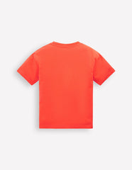 Short Sleeve Badge T-shirt-Coral Orange Dinos / Boden On sale