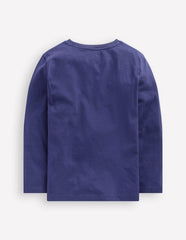 Zip Detail Appliqué T-shirt-Starboard Blue Caldron / Boden