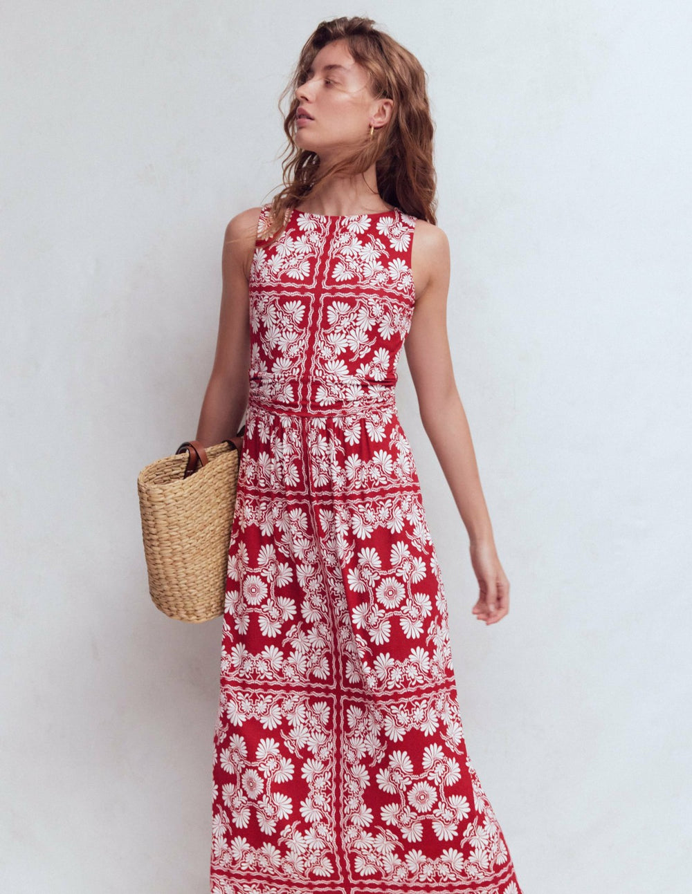 Antonia Jersey Maxi Dress-Rich Chestnut, Botanical Charm / Boden us