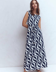 Tamsin Jersey Midi Dress-French Navy, Rhythmic Wave / Boden us