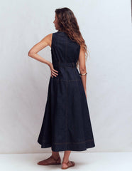 Sleeveless Zip Denim Dress-Indigo Wash / Boden On sale